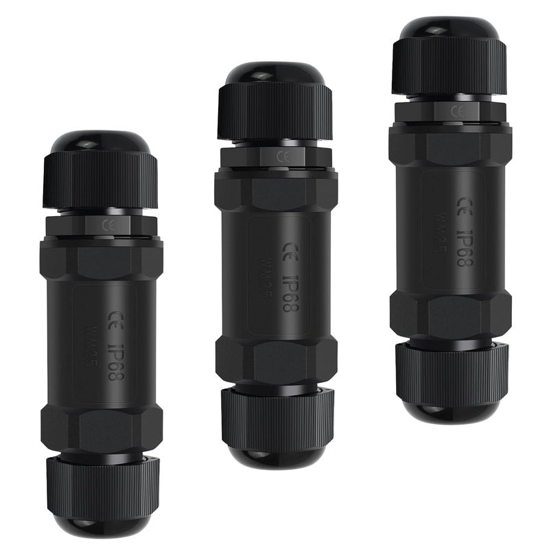 QINGLER موصل RJ45 مقاوم للماء 3 عبوات، موصل إيثرنت محمي IP68 للهواء الطلق، موصل أنثوي إلى أنثوي لشبكة Cat7/Cat6/Cat5E/Cat5 (غير متوافق مع PoE) - Image 1